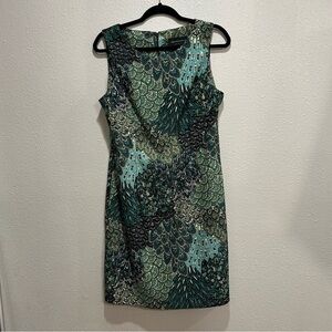 Connected Apparel Green Patterned Sleeveless Dress